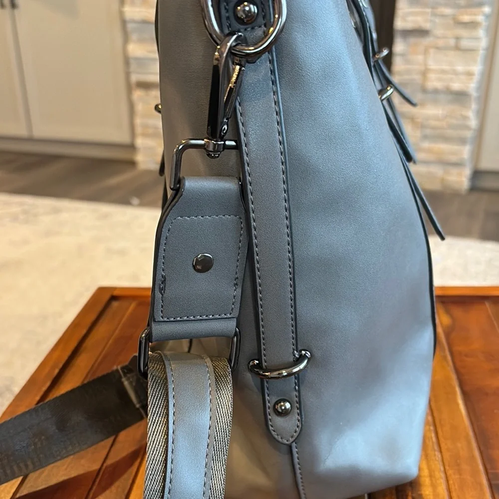 Mosiso Gray PU Leather LaptopTote Bag